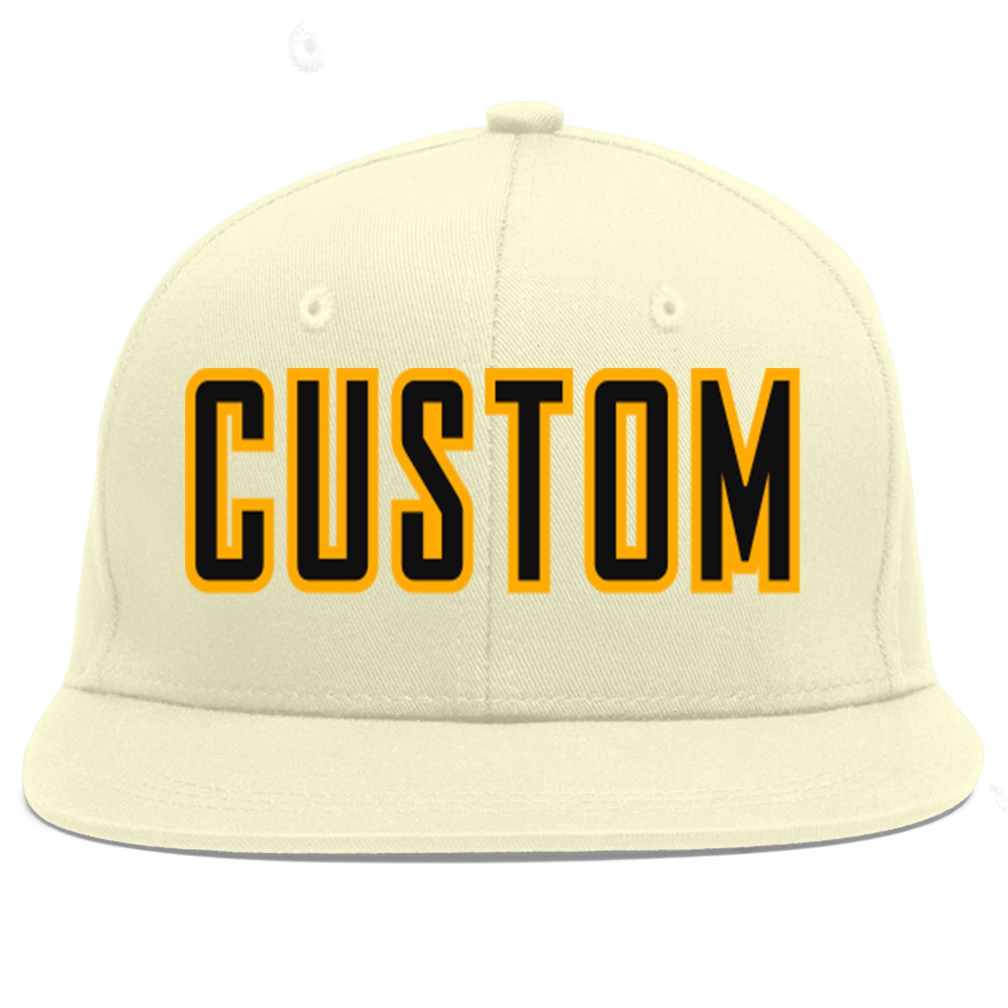 Casquette de baseball sport plate Eaves crème personnalisée noir-jaune