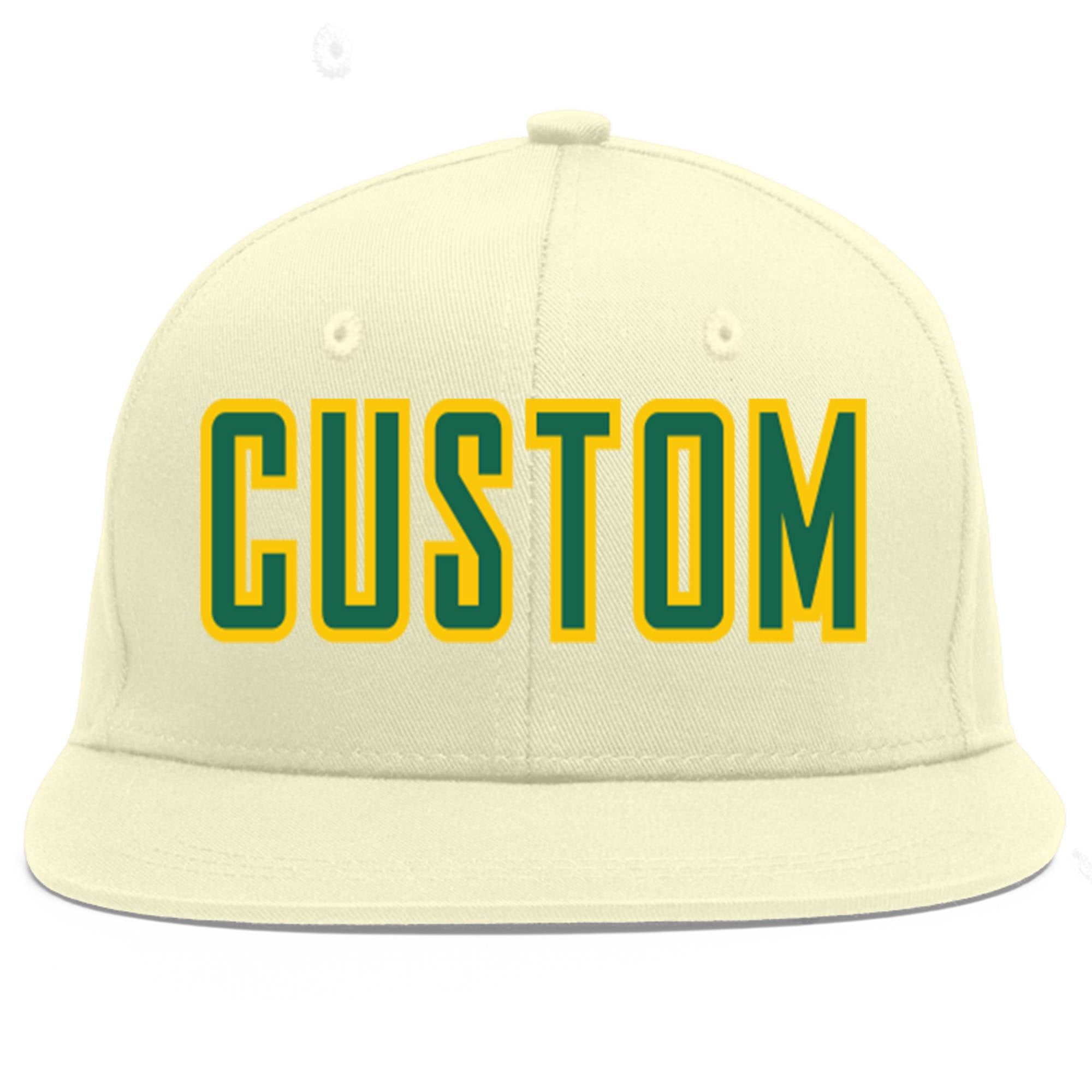 Casquette de baseball personnalisée Kelly Green-Gold Flat Eaves Sport