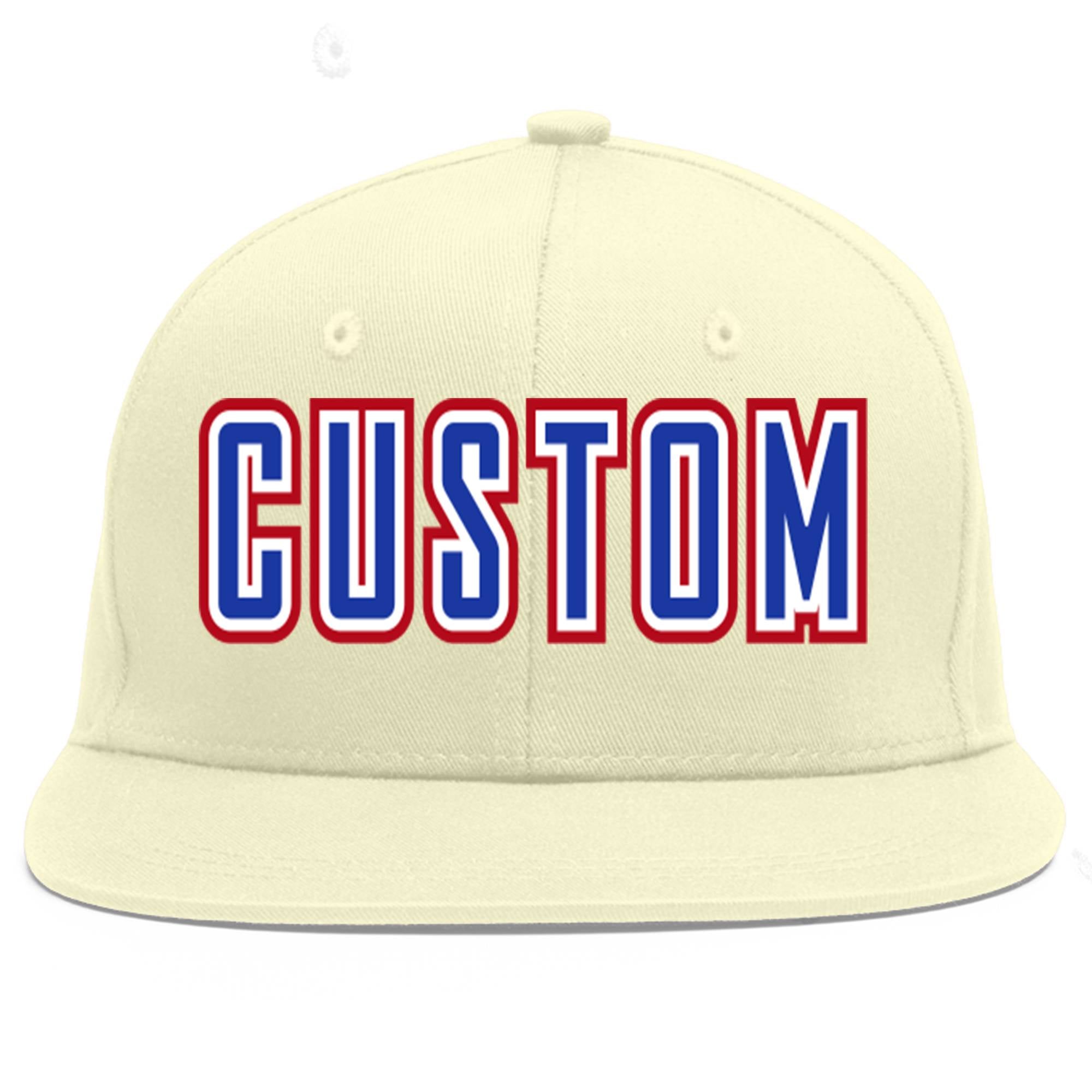 Casquette de baseball sport personnalisée crème Royal-White Flat Eaves