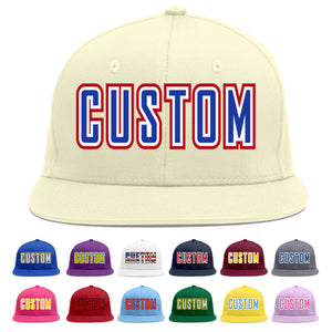 Casquette de baseball sport personnalisée crème Royal-White Flat Eaves