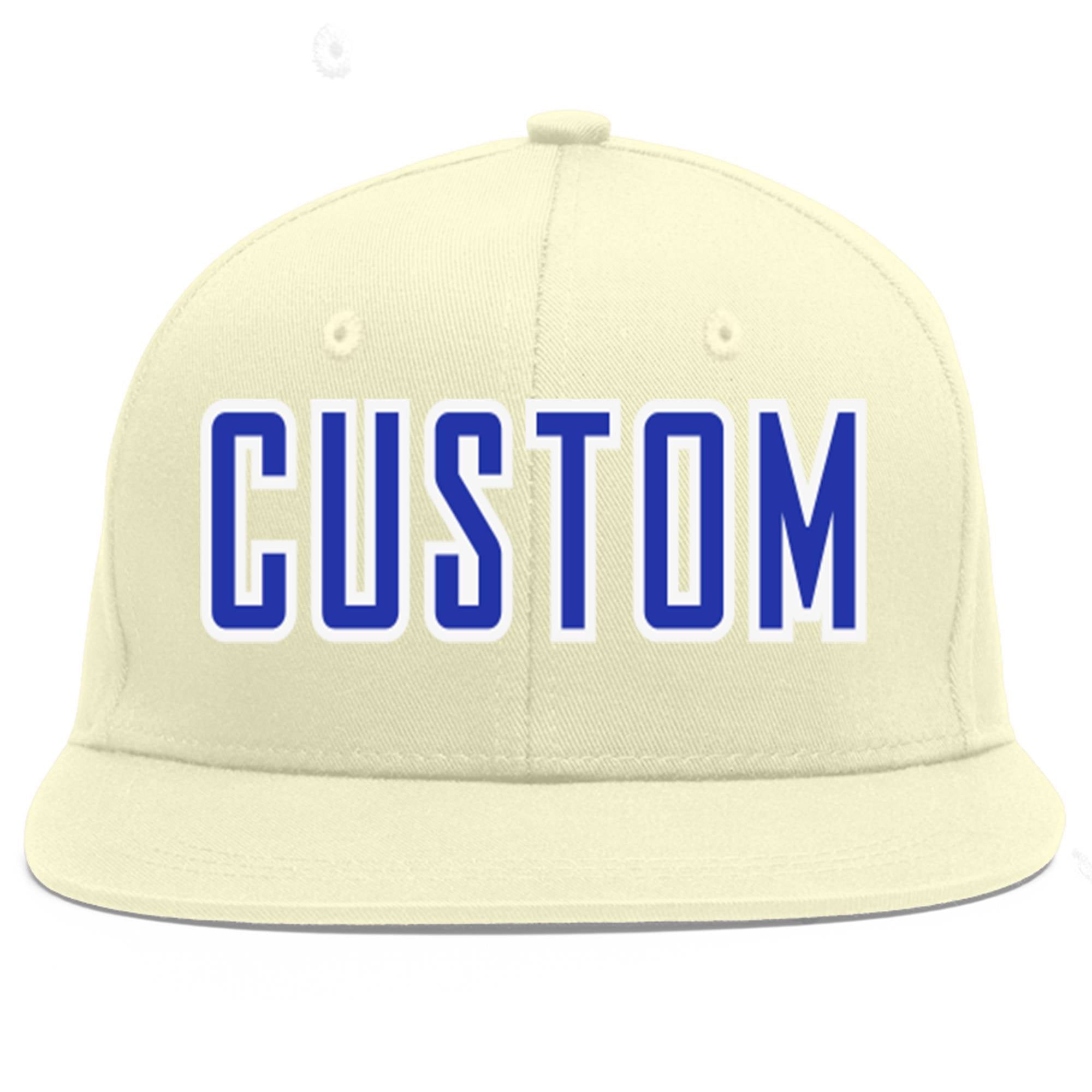 Casquette de baseball sport personnalisée crème Royal-White Flat Eaves