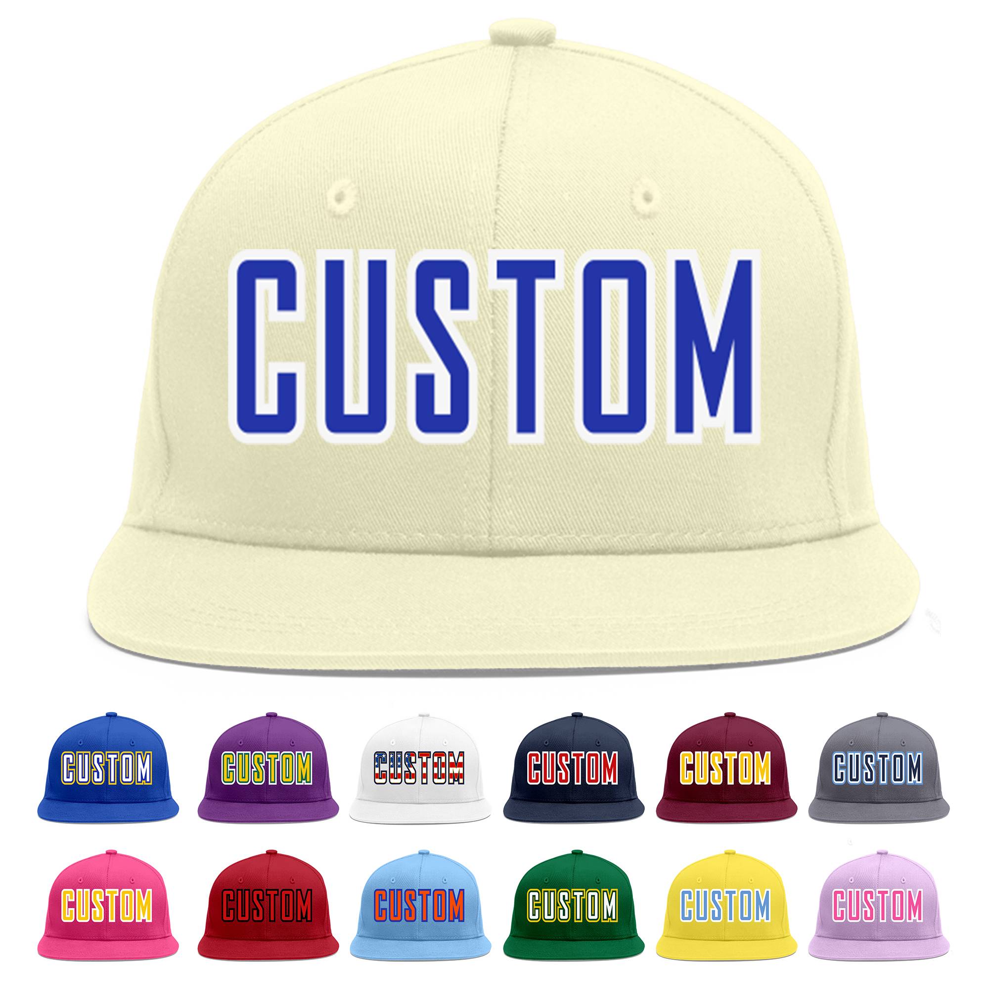 Casquette de baseball sport personnalisée crème Royal-White Flat Eaves