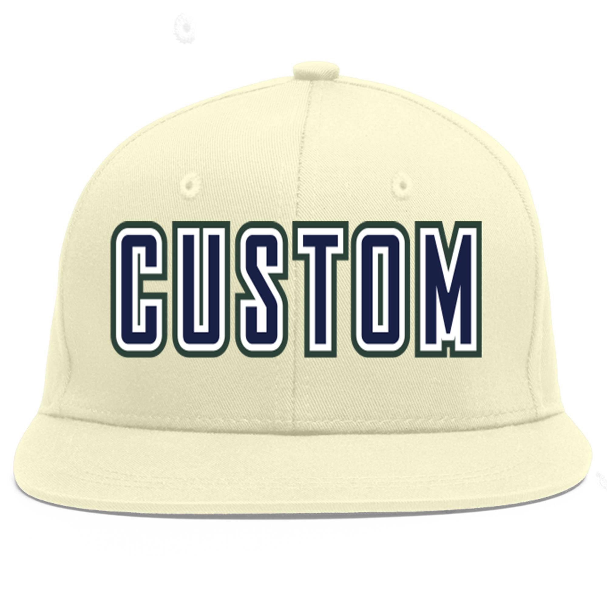 Casquette de baseball sport à Eaves plates bleu marine-blanc crème personnalisée