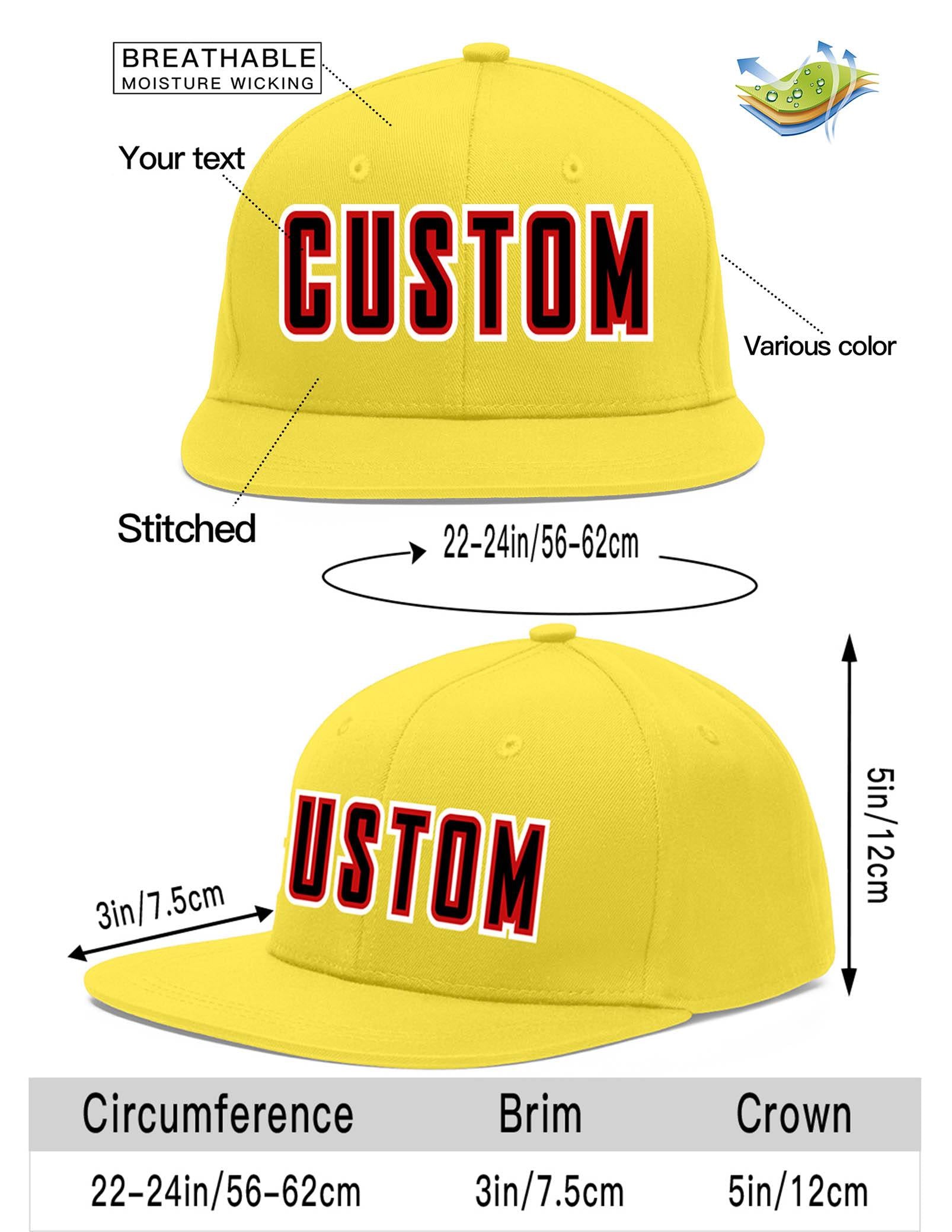 Custom Light Gold Black-Red Flat Eaves Sport Baseball Cap