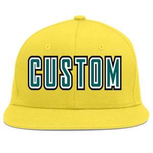 Custom Light Gold Aqua-White Flat Eaves Sport Baseball Cap