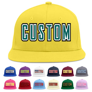 Custom Light Gold Aqua-White Flat Eaves Sport Baseball Cap