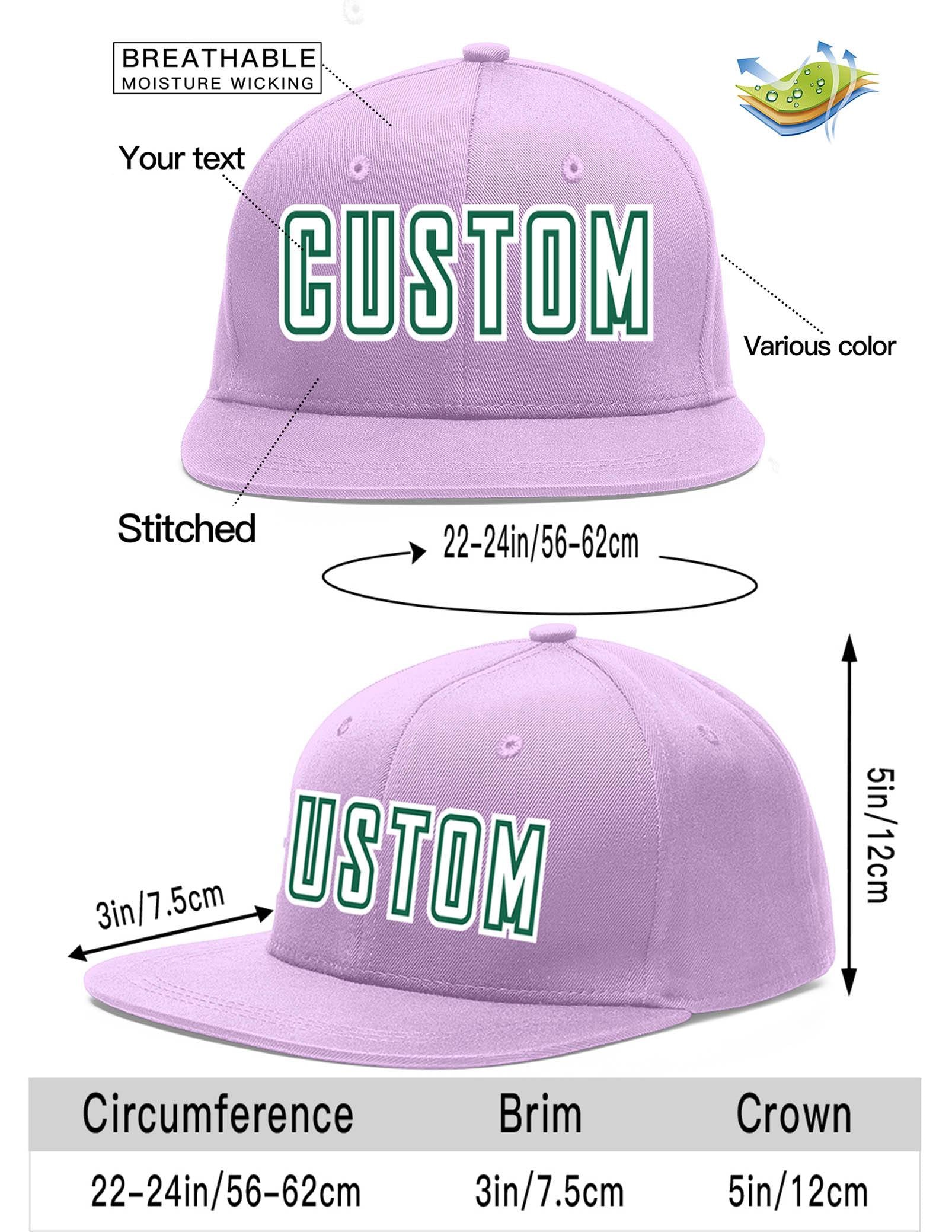 Custom Light Purple White-Kelly Green Flat Eaves Sport Baseball Cap