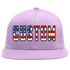 Casquette de baseball personnalisée avec drapeau américain, violet clair, vintage, or, avant-toit plat, sport