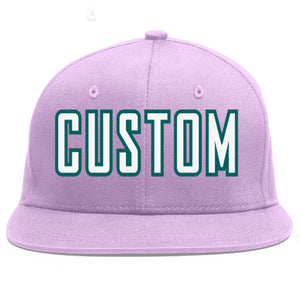 Casquette de baseball personnalisée violet clair blanc-aqua plat Eaves Sport