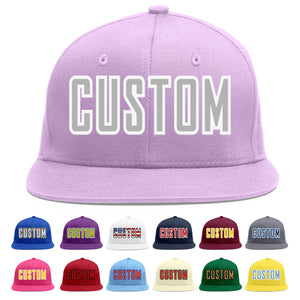 Custom Light Purple Gray-White Flat Eaves Sport Baseball Cap