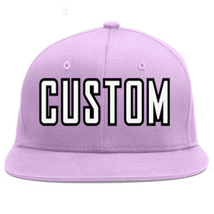 Casquette de baseball sport personnalisée violet clair blanc-noir Flat Eaves