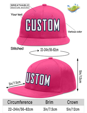 Custom Rose Red White-Navy Flat Eaves Sport Baseball Cap