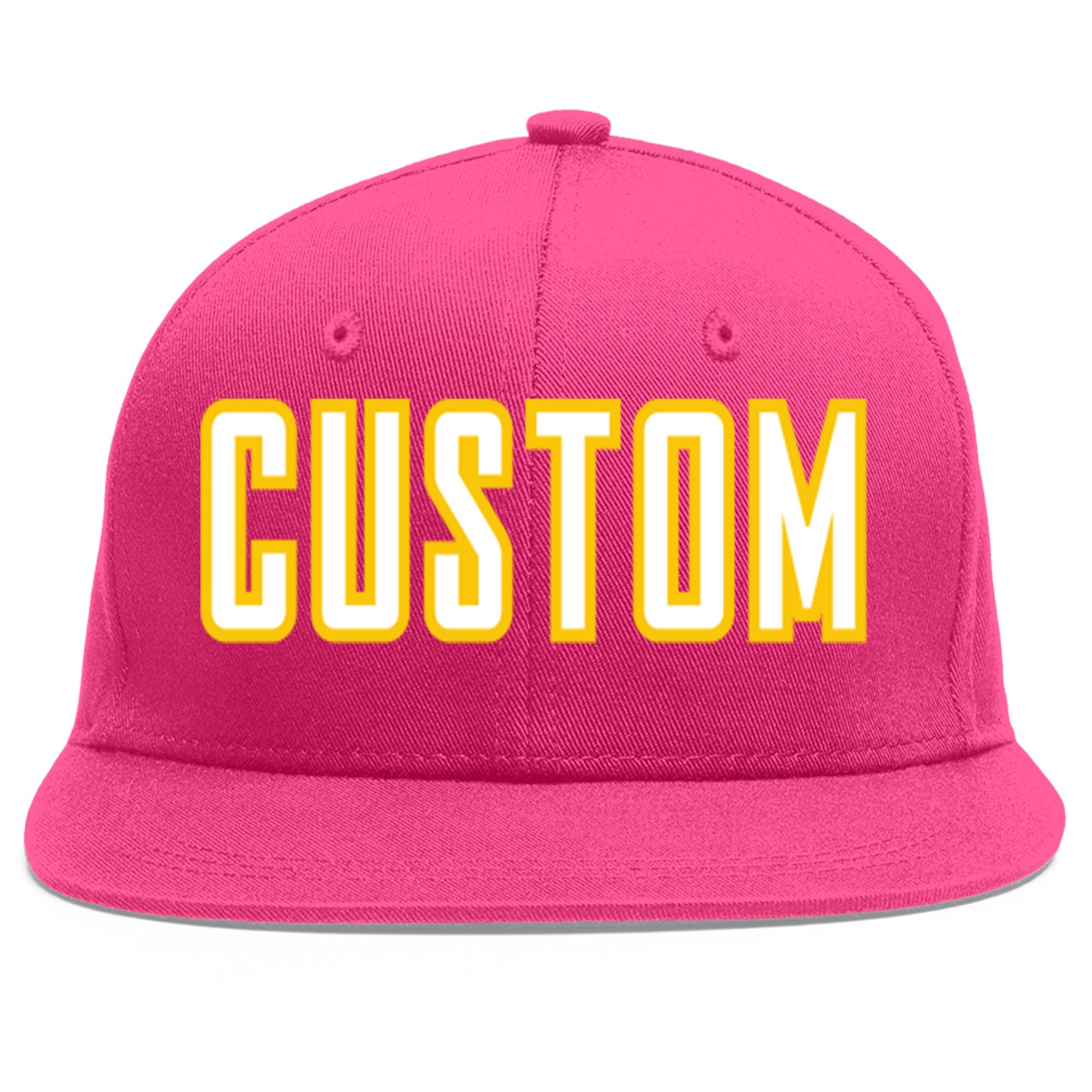 Custom Rose Red White-Gold Flat Eaves Sport Baseball Cap