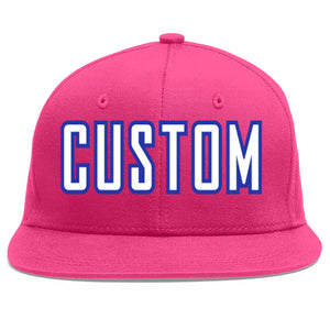 Custom Rose Red White-Royal Flat Eaves Sport Baseball Cap