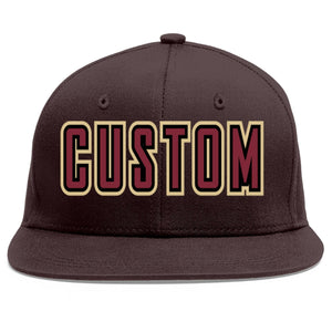 Casquette de baseball sport personnalisée marron cramoisi-noir Flat Eaves