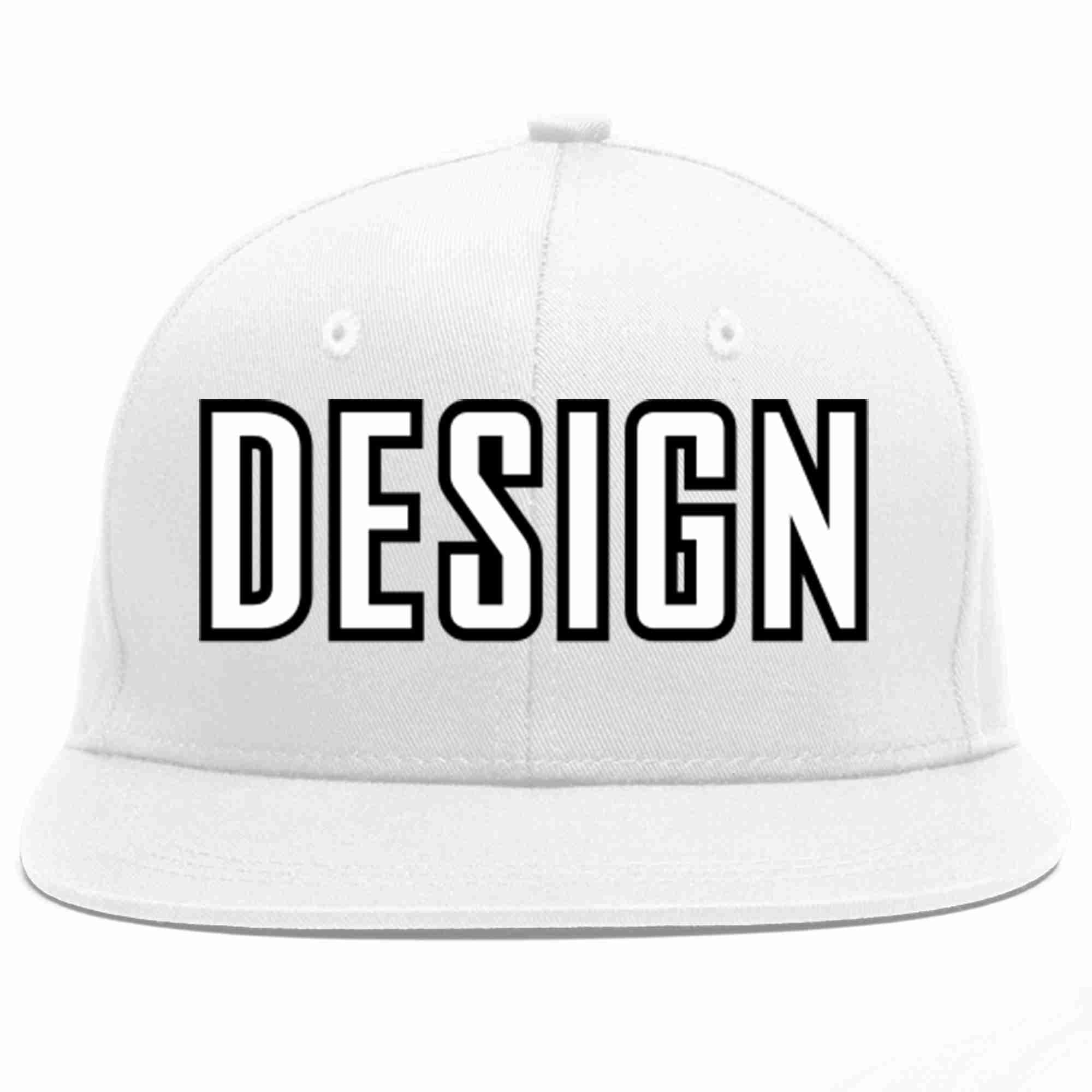 Custom White White-Black Flat Eaves Sport Baseball Cap Design for Men/Women/Youth