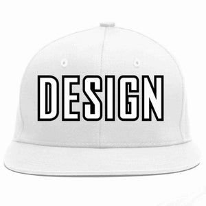 Conception personnalisée de casquette de baseball de sport à avant-toit plat blanc blanc-noir pour hommes/femmes/jeunes