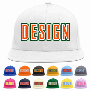 Conception personnalisée de casquette de baseball de sport à avant-toit plat blanc orange-blanc pour hommes/femmes/jeunes