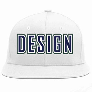 Conception personnalisée de casquette de baseball de sport à avant-toit plat blanc marine-blanc pour hommes/femmes/jeunes