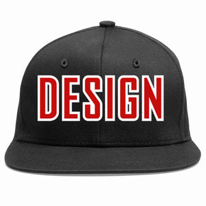 Conception personnalisée de casquette de baseball de sport à avant-toit plat noir rouge-blanc pour hommes/femmes/jeunes