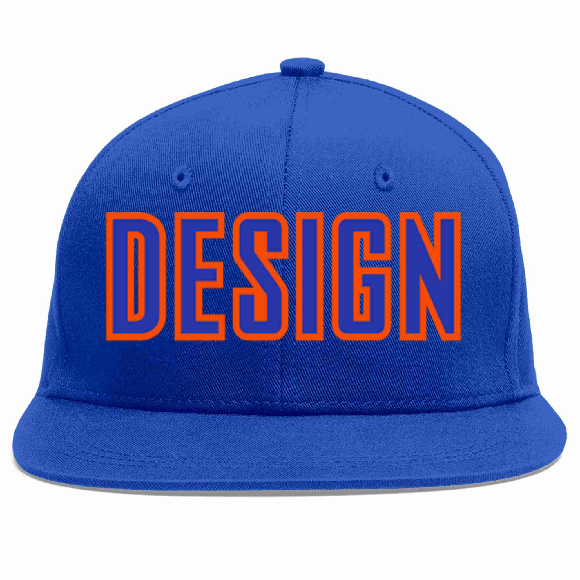 Custom Royal Royal-Orange Flat Eaves Sport Baseball Cap Design for Men/Women/Youth