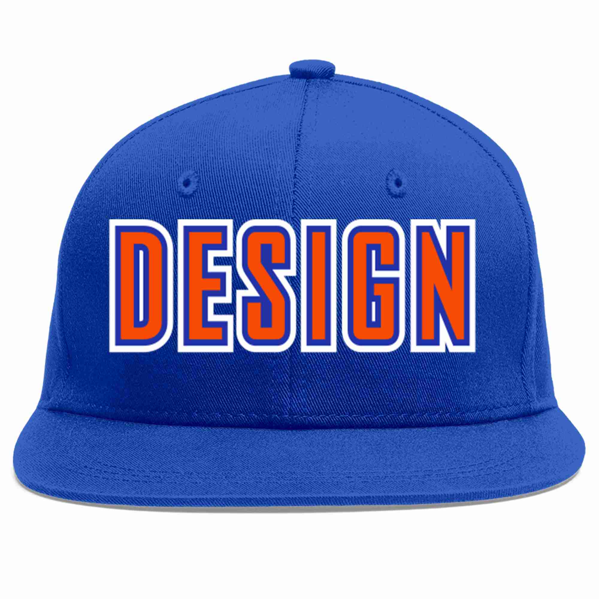 Custom Royal Orange-Royal Flat Eaves Sport Baseball Cap Design for Men/Women/Youth