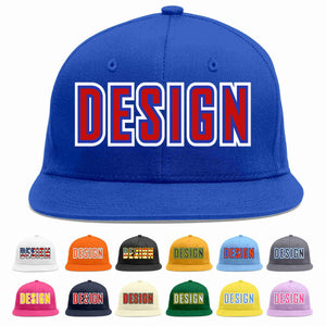 Custom Royal Red-Royal Flat Eaves Sport Baseball Cap Design for Men/Women/Youth