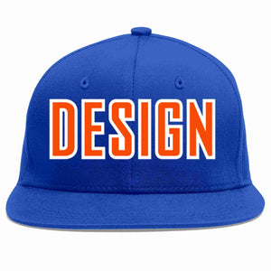 Custom Royal Orange-White Flat Eaves Sport Baseball Cap Design for Men/Women/Youth