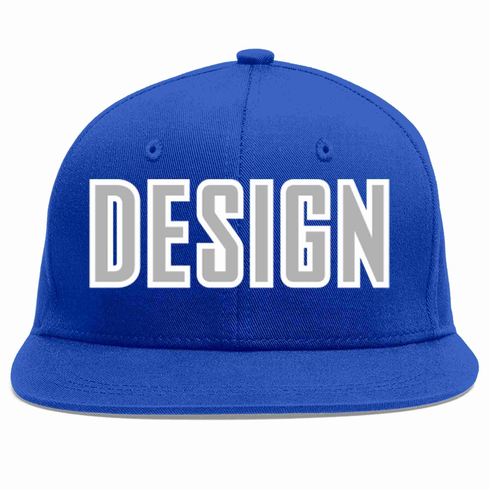 Custom Royal Gray-White Flat Eaves Sport Baseball Cap Design for Men/Women/Youth