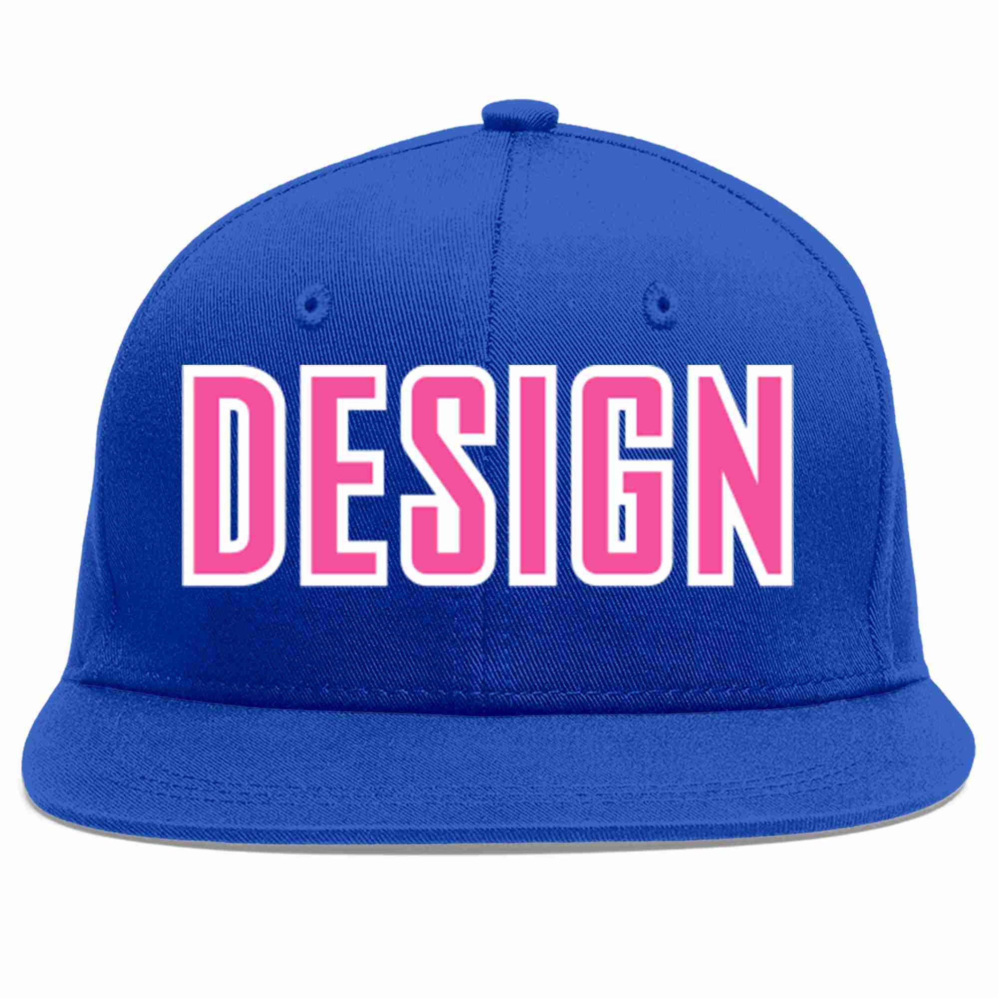 Custom Royal Pink-White Flat Eaves Sport Baseball Cap Design for Men/Women/Youth