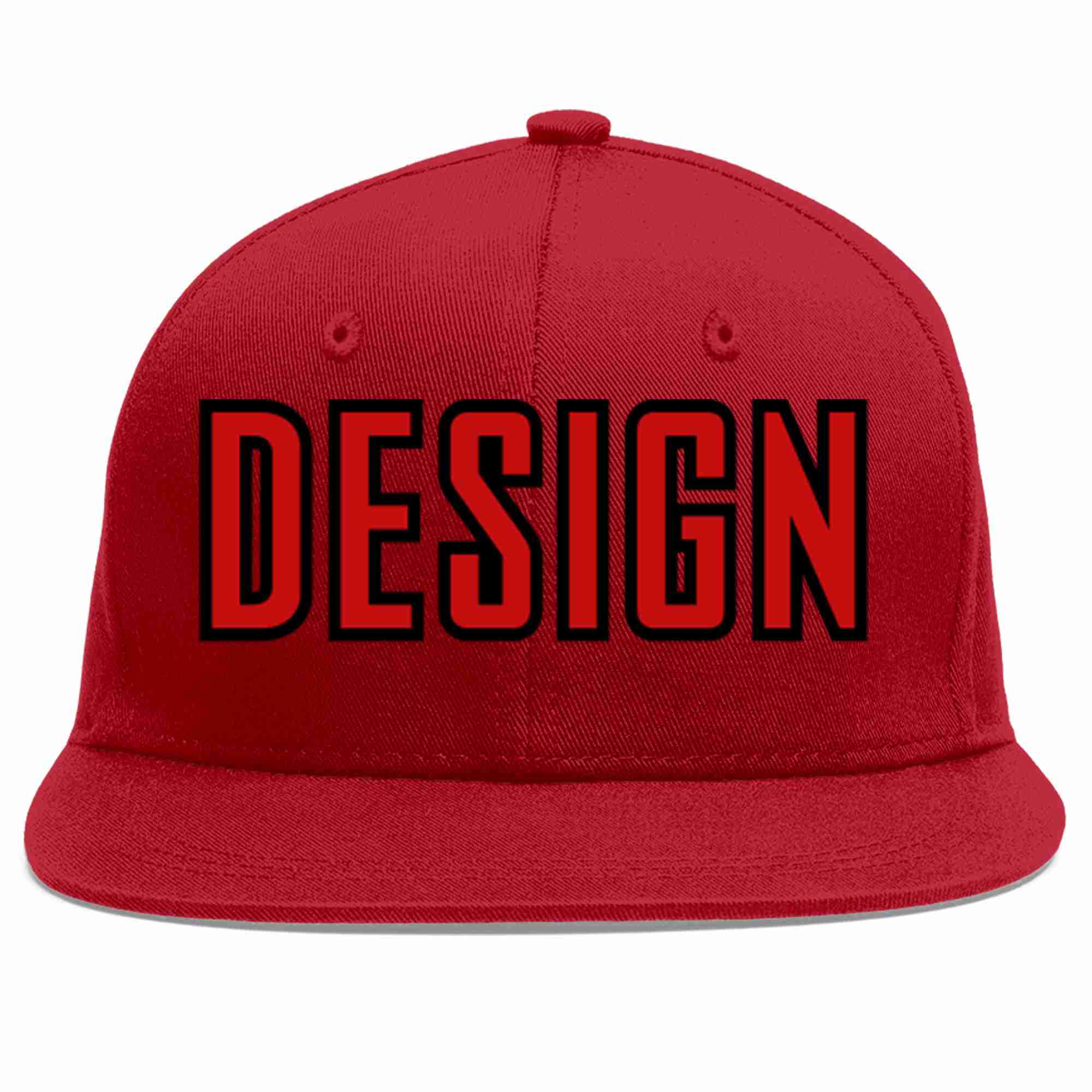 Conception personnalisée de casquette de baseball de sport à avant-toit plat rouge rouge-noir pour hommes/femmes/jeunes