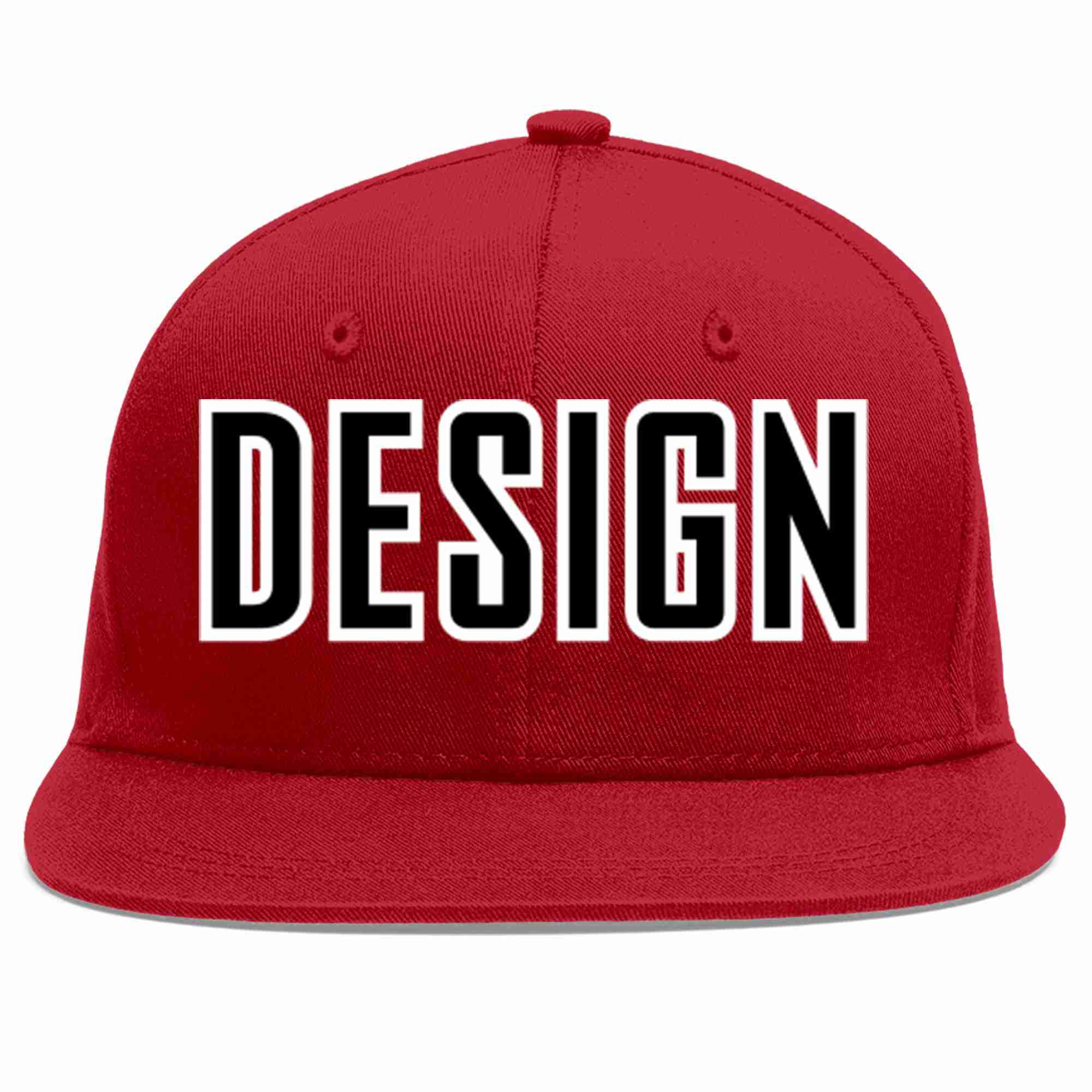 Conception personnalisée de casquette de baseball de sport à avant-toit plat rouge noir-blanc pour hommes/femmes/jeunes