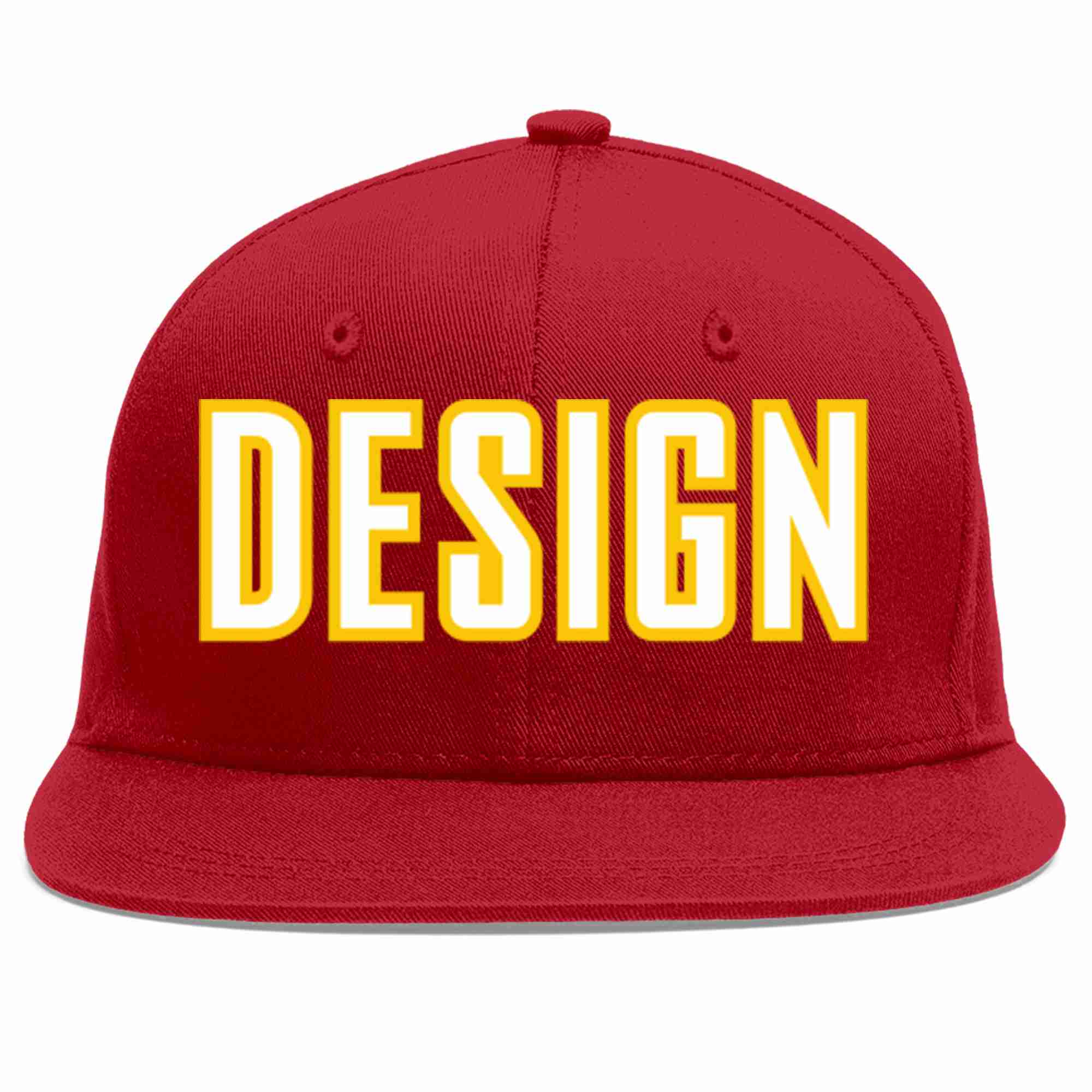 Conception personnalisée de casquette de baseball de sport à avant-toit plat rouge blanc-or pour hommes/femmes/jeunes