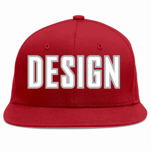 Custom Red White-Gray Flat Eaves Sport Baseball Cap Design for Men/Women/Youth