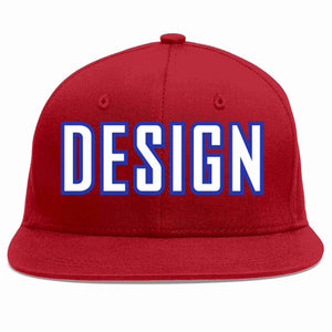 Conception personnalisée de casquette de baseball de sport à Eaves plates rouge blanc-royal pour hommes/femmes/jeunes