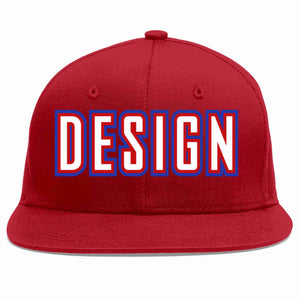 Conception personnalisée de casquette de baseball de sport à avant-toit plat rouge blanc-rouge pour hommes/femmes/jeunes