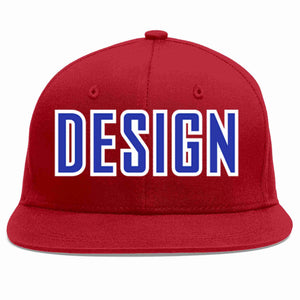 Custom Red Royal-White Flat Eaves Sport Baseball Cap Design for Men/Women/Youth