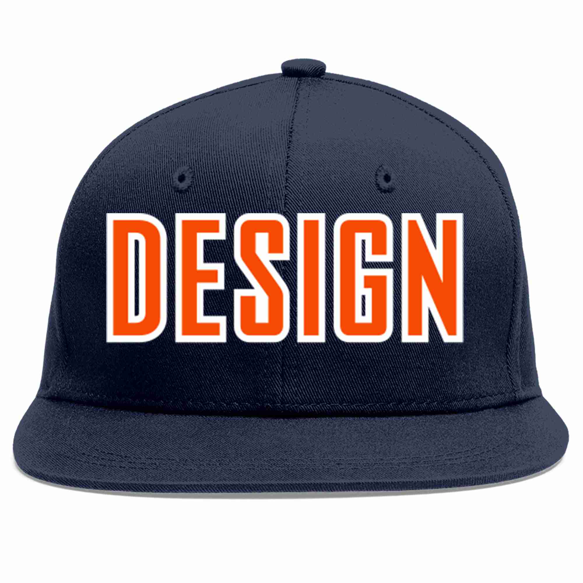 Conception personnalisée de casquette de baseball de sport à avant-toit plat orange-blanc marine pour hommes/femmes/jeunes