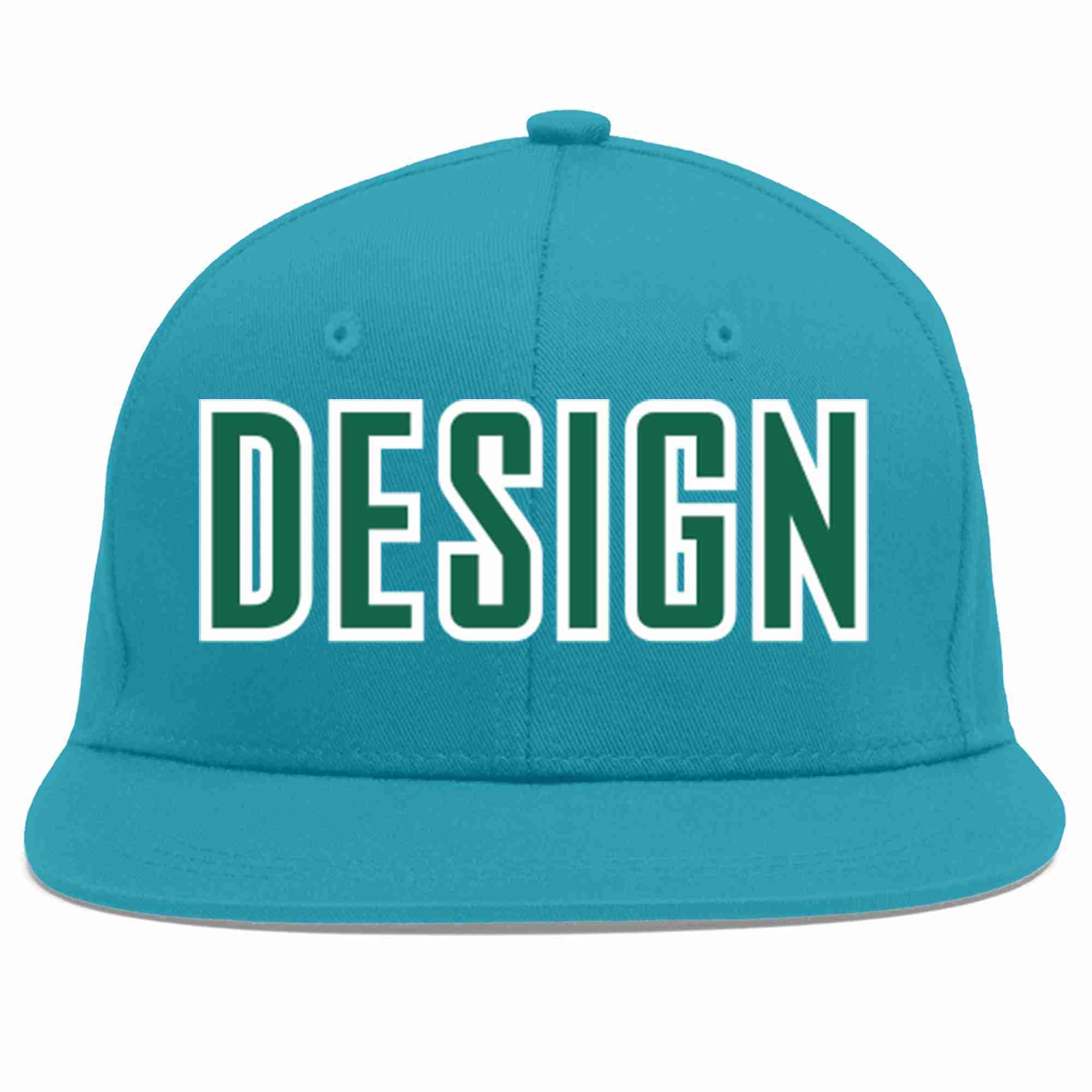 Casquette de baseball personnalisée Aqua Kelly vert-blanc avec avant-toit plat pour hommes/femmes/jeunes