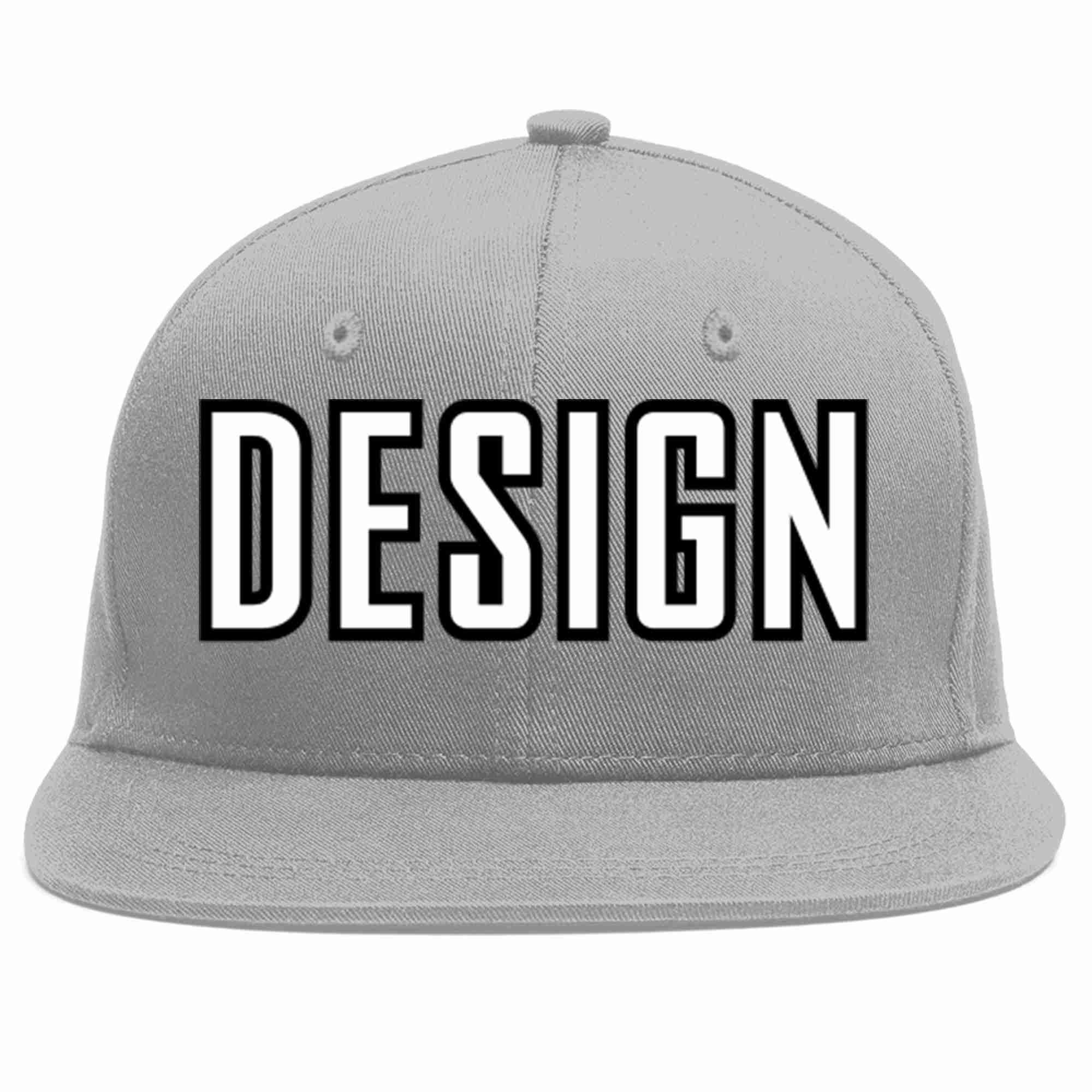 Custom Gray White-Black Flat Eaves Sport Baseball Cap Design for Men/Women/Youth