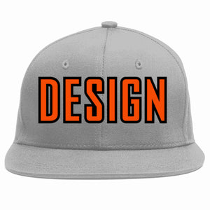 Conception personnalisée de casquette de baseball de sport à avant-toit plat gris orange-noir pour hommes/femmes/jeunes