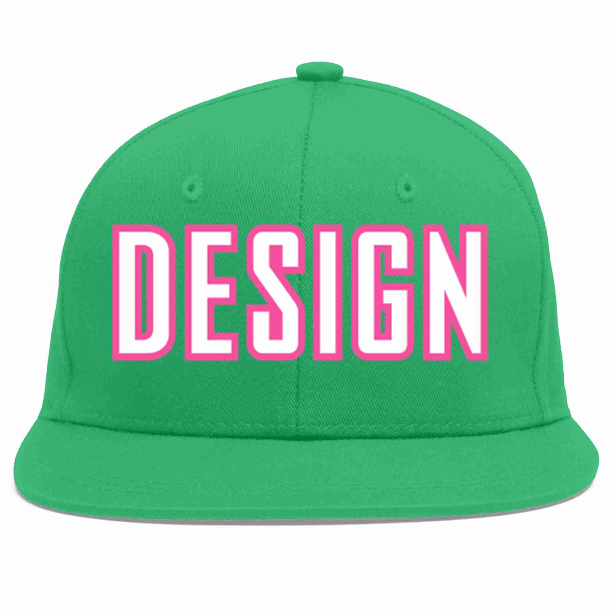 Custom Teal White-Pink Flat Eaves Sport Baseball Cap