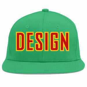 Custom Teal Red-Yellow Flat Eaves Sport Baseball Cap