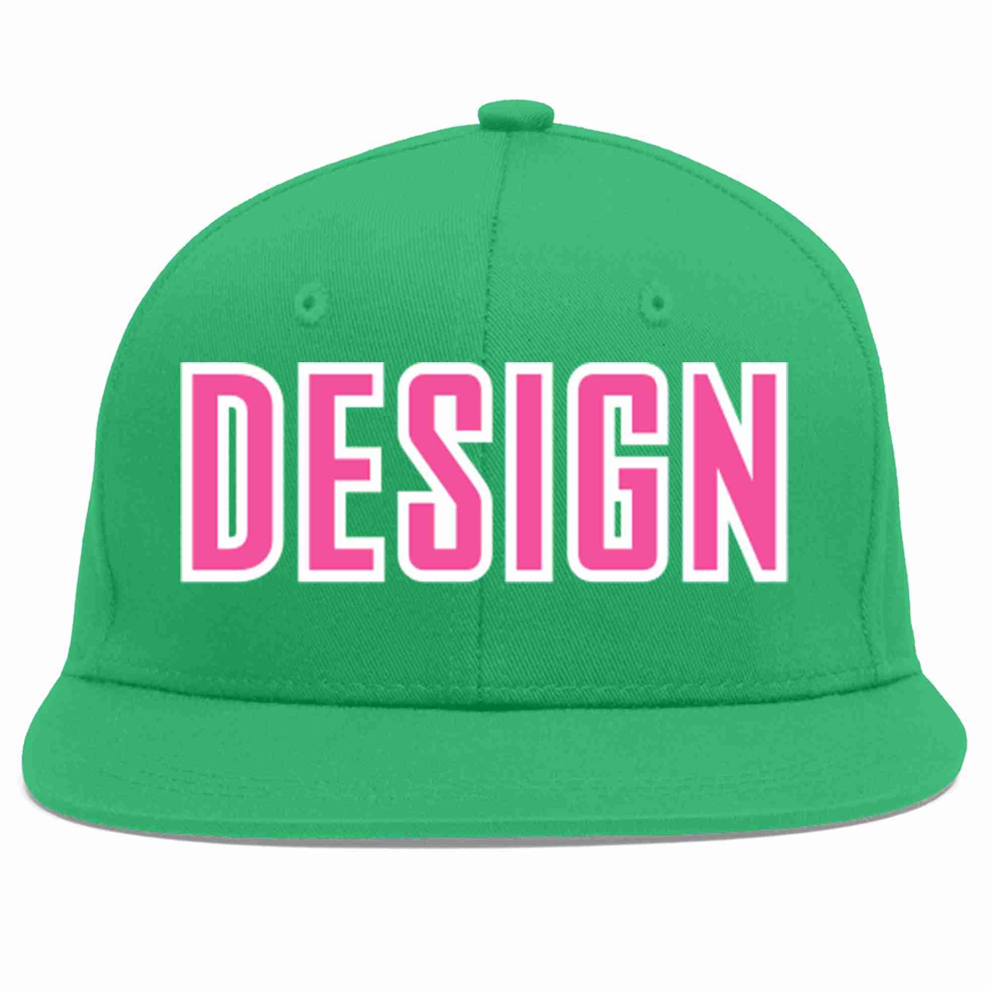 Custom Teal Pink-White Flat Eaves Sport Baseball Cap