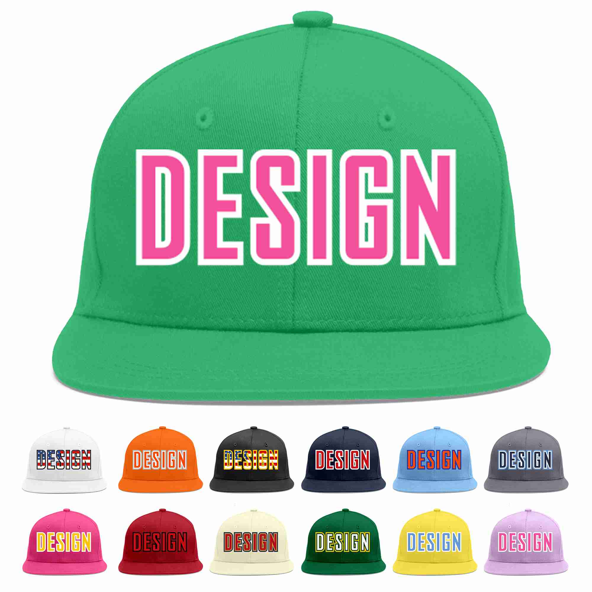 Custom Teal Pink-White Flat Eaves Sport Baseball Cap