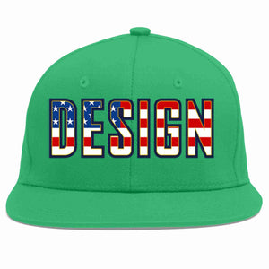 Custom Teal Vintage USA Flag-Gold Flat Eaves Sport Baseball Cap