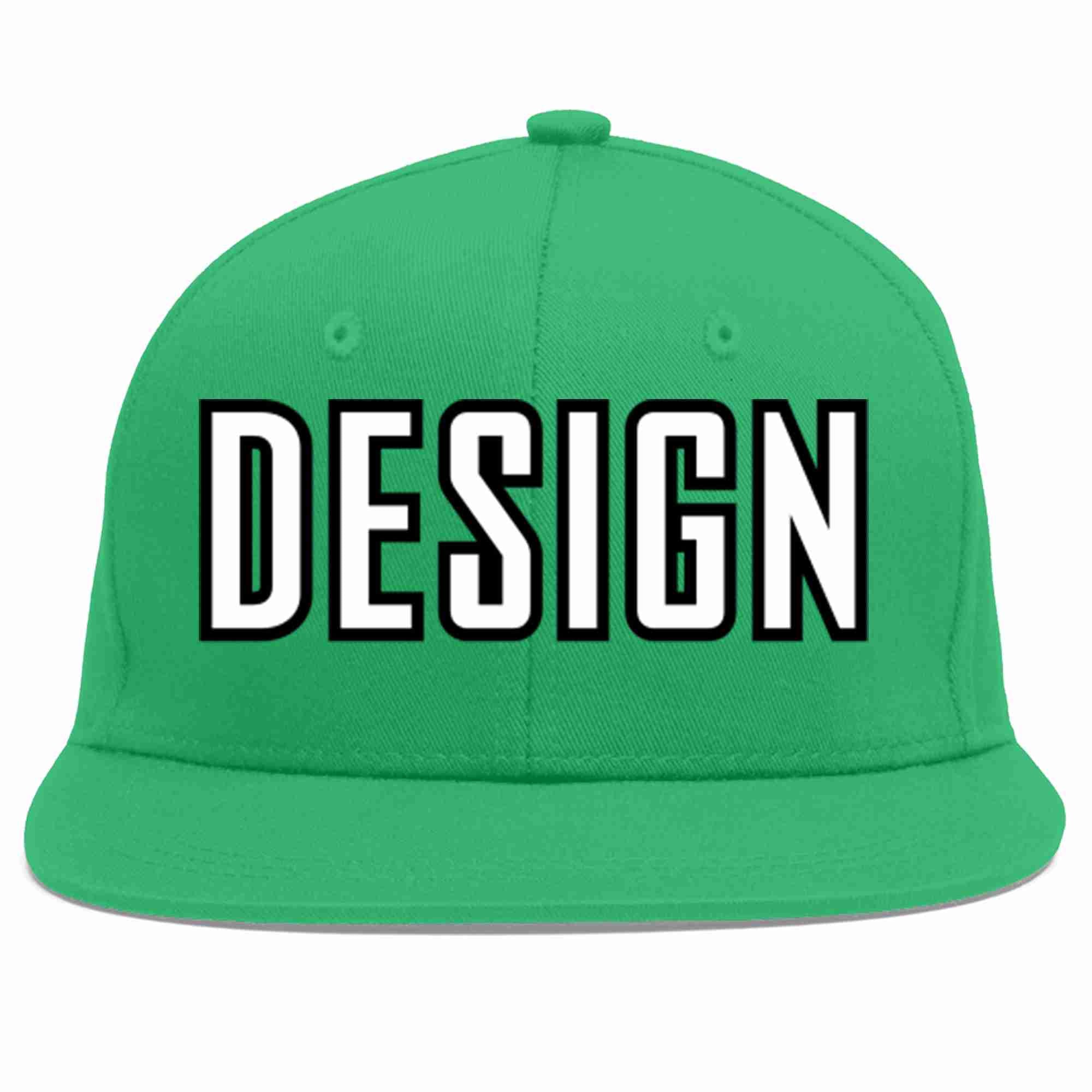 Custom Teal White-Black Flat Eaves Sport Baseball Cap