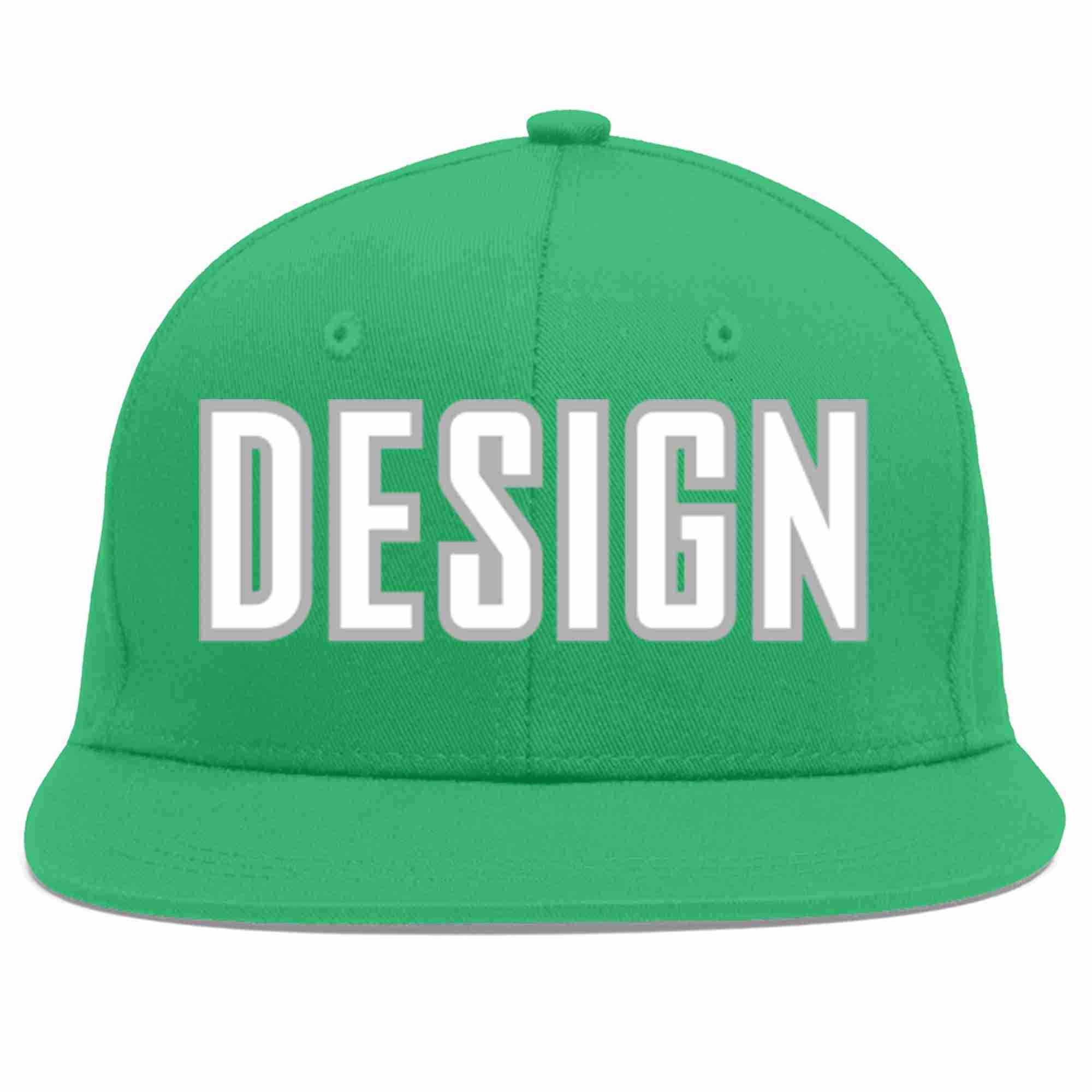 Custom Teal White-Gray Flat Eaves Sport Baseball Cap