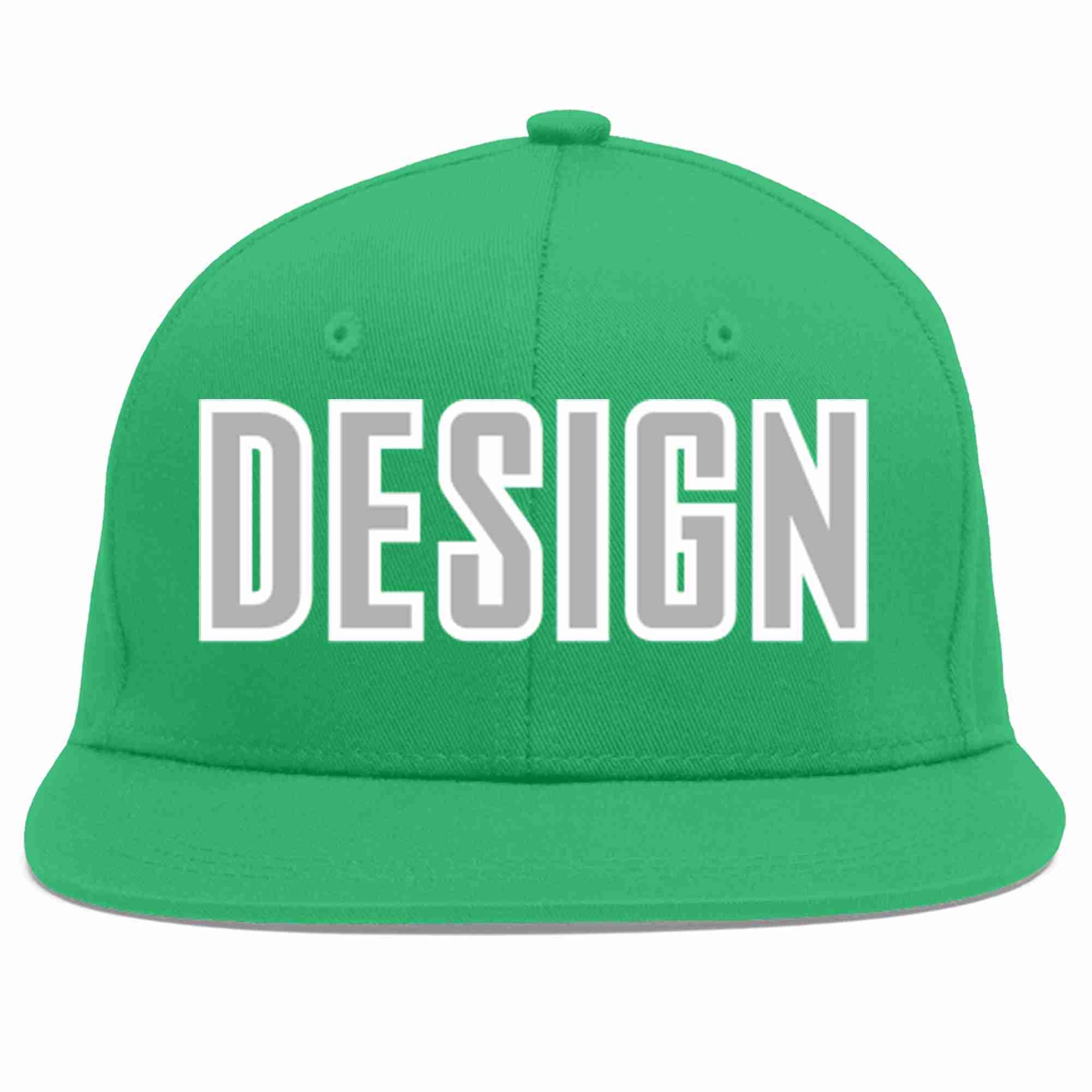 Custom Teal Gray-White Flat Eaves Sport Baseball Cap