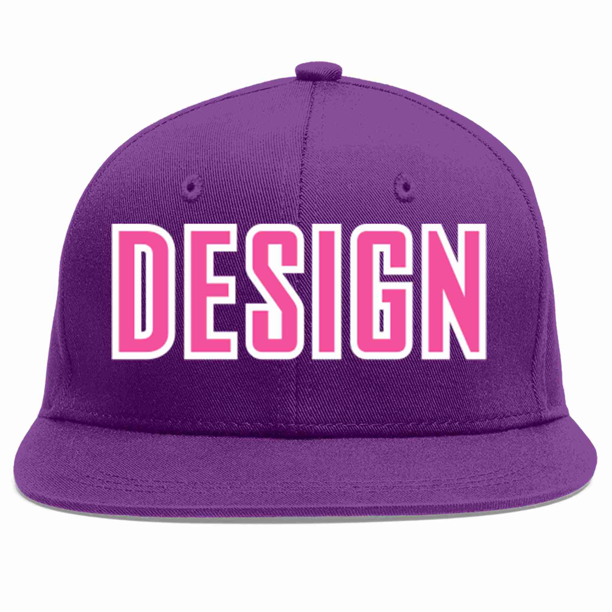 Conception personnalisée de casquette de baseball de sport à avant-toit plat violet rose-blanc pour hommes/femmes/jeunes